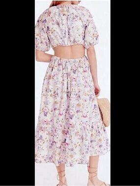 J.Crew x Flora Obscura Re-Imagined Cotton Cutout Midi Dress - 8
